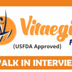 Vitaegiss Wellness Pvt Ltd Walk-in On 6th & 7th Dec 2024 for QA/F&D/Production/QC/Packing/Warehouse/Store