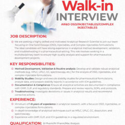 Hetero Walk In Interview For AR&D/ OSD/ Injectables/ Complex Injectables
