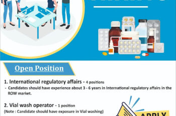 Swiss Pharma Hiring For RA/ QA/ QC and Production Dept