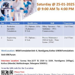 MSN Walk In Interview For Production Injectables Formulation and Enginering Services