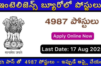 🕵️ 10th పాస్ తో ఇంటెలిజెన్స్ బ్యూరోలో 4987 పోస్టులు – ఇప్పుడే అప్లై చేయండి!