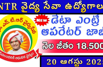 💼 NTR వైద్య సేవా పథకం కింద 💻 14 డేటా ఎంట్రీ ఉద్యోగాలు – 💰 ₹18,500 జీతం – 📅 చివరి తేదీ: 20 ఆగస్టు 2025