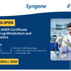 Syngene JSS AHER Recruitment / Training | Certificate Program in Drug Metabolism & PK