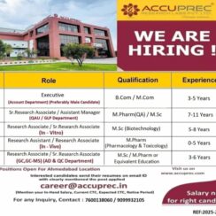 📢🔬 Urgent Hiring – QA, Research Associate & In-Vitro/In-Vivo Roles | Accuprec Labs