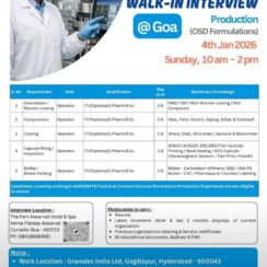 Granules India Ltd Walk-In Interview | OSD Production Jobs 2026
