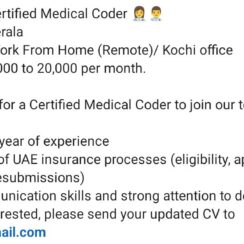 💼 Certified Medical Coder Job in Kerala | Work From Home / Kochi | ₹15K–₹20K
