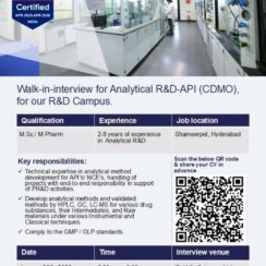 Sai Life Sciences Walk-In Interview 2026 | Analytical R&D (API) Jobs – Hyderabad
