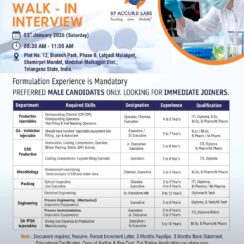 SP Accure Labs Walk-In Interview 2026 | Injectables, QA, OSD, Microbiology & Engineering Jobs – Hyderabad