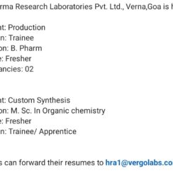 💼✨ VerGo Pharma Jobs 2026 – Trainee & Apprentice Openings in Goa 💊🔬