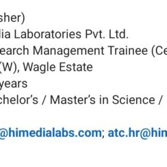 Hiring Freshers: Market Research Management Trainee – Cell Biology Media | HiMedia Laboratories, Thane