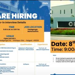 Walk-in Interview at Cipla for OSD Operators & Officers | Patalganga, 8-9 Jan 2026