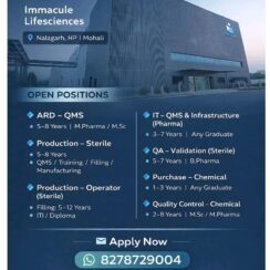 Immacule Lifesciences Careers: Pharma Openings in QA, Production, QC & IT Immacule Lifesciences Careers: Pharma Openings in QA, Production, QC & IT