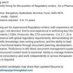 Clinical Document Writer (CSR, Protocol, IB) – Pharma CRO – Hybrid Role