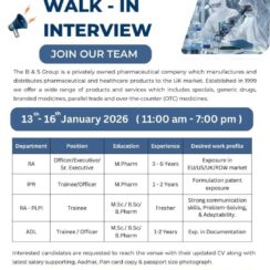 Pharma Company Walk-In Interview Gujarat – Fresher & Experienced Roles at Gowrie Research, Vadodara