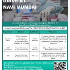 Walk in Drive at Navi Mumbai 2026 | Macleods Pharma Jobs for Regulatory & Formulation