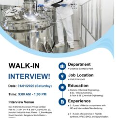 Peptide Synthesis Walk-in | HPLC & Lyophilization Jobs in Harohalli, Bangalore | 31 Jan 2026