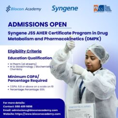DMPK Certificate Program: Drug Metabolism & Pharmacokinetics Course by Syngene & JSS AHER DMPK Certificate Program: Drug Metabolism & Pharmacokinetics Course by Syngene & JSS AHER