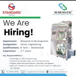 Hiring: Senior R&D Engineer – Mechanical (CNC Programming, B.Tech) Hiring: Senior R&D Engineer – Mechanical (CNC Programming, B.Tech)