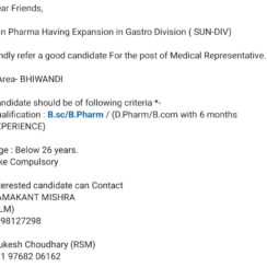 Sun Pharma Expansion – Medical Representative Vacancy in Bhiwandi | Immediate Opening Sun Pharma Expansion – Medical Representative Vacancy in Bhiwandi | Immediate Opening