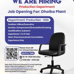 Virtual Drive: Cadila Pharma Hiring – Production Officer/Executive | Dholka OSD Plant | 19 Jan Interview Virtual Drive: Cadila Pharma Hiring – Production Officer/Executive | Dholka OSD Plant | 19 Jan Interview