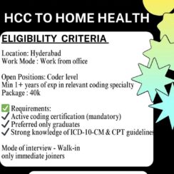 Walk-In Interview: HCC to Home Health Coder Jobs in Hyderabad – Immediate Joining Walk-In Interview: HCC to Home Health Coder Jobs in Hyderabad – Immediate Joining