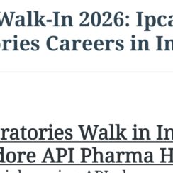 Pharma Walk-In 2026: Ipca Laboratories Careers in Indore