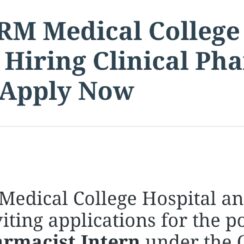 Trichy SRM Medical College Hospital Hiring Clinical Pharmacist Intern – Apply Now
