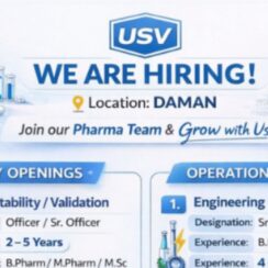 USV Recruitment 2026 – Quality Control, Quality Assurance & Production Jobs