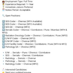 Immediate Hiring: Medical Coders – WFH & WFO Jobs in Chennai, Coimbatore, Pune, Mumbai – Access Healthcare