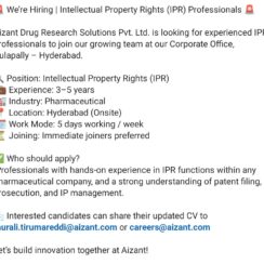 Intellectual Property Rights (IPR) Role – Pharmaceutical Industry – Hyderabad