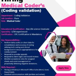 Medical Coder (Coding Validation) Job – CPC Certified, E/M Experience – Pune