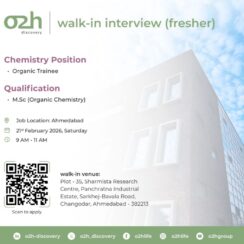 Walk-in Interview for Fresher Organic Trainee (M.Sc Organic Chemistry) at Sharmista Research Centre, Ahmedabad – 21st February 2026 Walk-in Interview for Fresher Organic Trainee (M.Sc Organic Chemistry) at Sharmista Research Centre, Ahmedabad – 21st February 2026