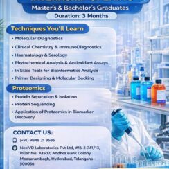 Internship for Life Sciences Graduates in Hyderabad | Molecular Diagnostics & Proteomics Internship for Life Sciences Graduates in Hyderabad | Molecular Diagnostics & Proteomics