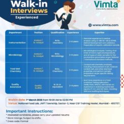 Walk-in Interview for Analyst & QA Roles | National Food Lab, Mumbai | M.Sc (Chemistry/Microbiology) | 1st March 2026