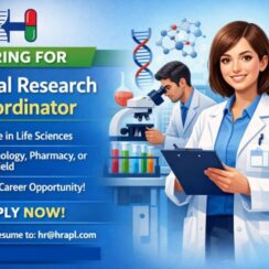 Clinical Research Coordinator Job Opening for Life Sciences, Biotech, Pharmacy Graduates – Apply Now Clinical Research Coordinator Job Opening for Life Sciences, Biotech, Pharmacy Graduates – Apply Now