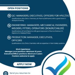 Pharma Jobs 2026: QC Managers, Mechanical Engineers, and Production Officers at Vincit Labs Pharma Jobs 2026: QC Managers, Mechanical Engineers, and Production Officers at Vincit Labs