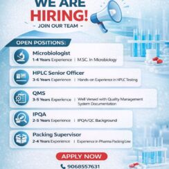 Pharma Jobs in Dehradun | Uni Medicolabs Hiring: Microbiologist, HPLC, QMS, IPQA & Packing Supervisor Pharma Jobs in Dehradun | Uni Medicolabs Hiring: Microbiologist, HPLC, QMS, IPQA & Packing Supervisor