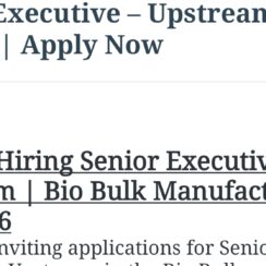 Senior Executive – Upstream Job at Enzene | Apply Now