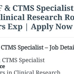 🧪 eTMF & CTMS Specialist Jobs 2026 | Clinical Research Role 💻 | 3–4 Years Exp | Apply Now 🚀