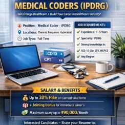 Hiring Medical Coders – IPDRG | Omega Healthcare | Chennai, Bangalore, Hyderabad | Up to ₹90,000/Month