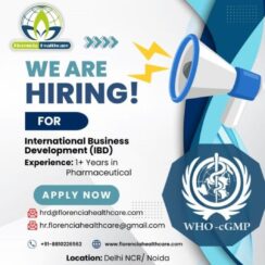 Hiring International Business Development – Pharmaceutical | 1+ Years | Florencia Healthcare | Delhi NCR/Noida | Apply Now