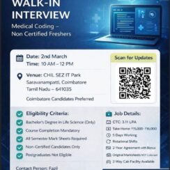 Walk-In Interview for Medical Coding Freshers (Non-Certified) | LOGIXHealth | Coimbatore | 2nd March 2026 | CTC 3.11 LPA + Cab