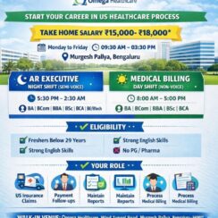 Walk-in Interview for Freshers | Omega Healthcare Bengaluru | Salary ₹15,000–₹18,000
