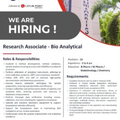 Research Associate – Bioanalytical Job | Amaris Clinical | 2-4 Years Exp | B.Pharm / M.Pharm | HPLC / LC-MS | Apply Now