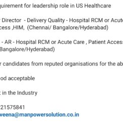 We’re Hiring: Director/Sr Director (Delivery Quality) & AVP (RCM-AR) – US Healthcare | Based in Chennai, Bangalore, Hyderabad