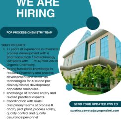 Hiring Senior Process Chemist: 7+ Years Experience in API Process Development & Safety