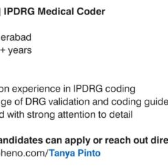 IPDRG Medical Coder – Hyderabad