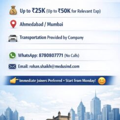 AR Caller vacancy with Free Transport | Mumbai & Ahmedabad | Up to ₹50k