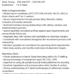 Urgent Opening for Bench Sales Recruiter | Hyderabad (On-site) | US Shift (8 AM – 5 PM CST)