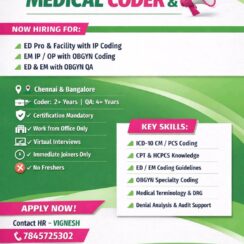 Hiring Medical Coders in Chennai & Bangalore | ED/EM/OBGYN Specialists | Immediate Joiners